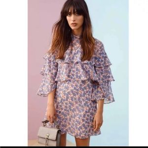 Rebecca Minkoff | Darcy Floral Sleeved Mini Ruffled Dress